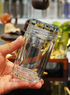 华象男女士通用MiNi口袋玻璃杯双层耐高温无铅玻璃小巧便携喝水杯