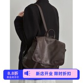 植鞣牛皮双肩包2026新款 极简风复古真皮背包女休闲大容量旅游包包