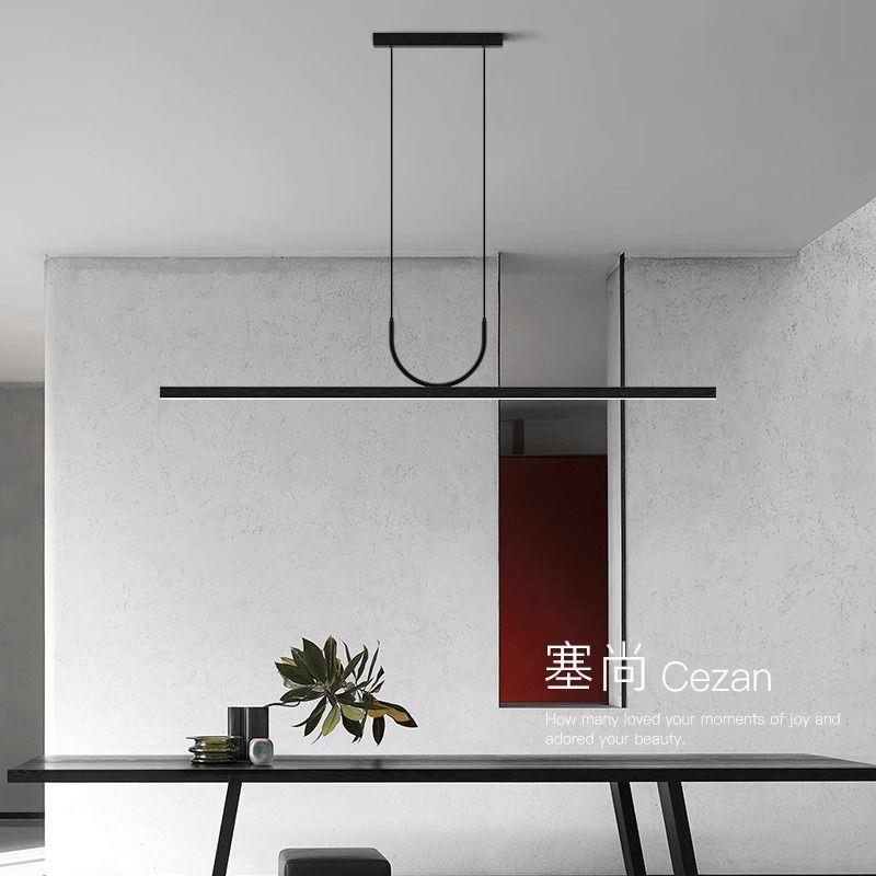 设计师餐厅吊灯2023新款现代简约餐桌灯意式极简家装吧台一字吊灯