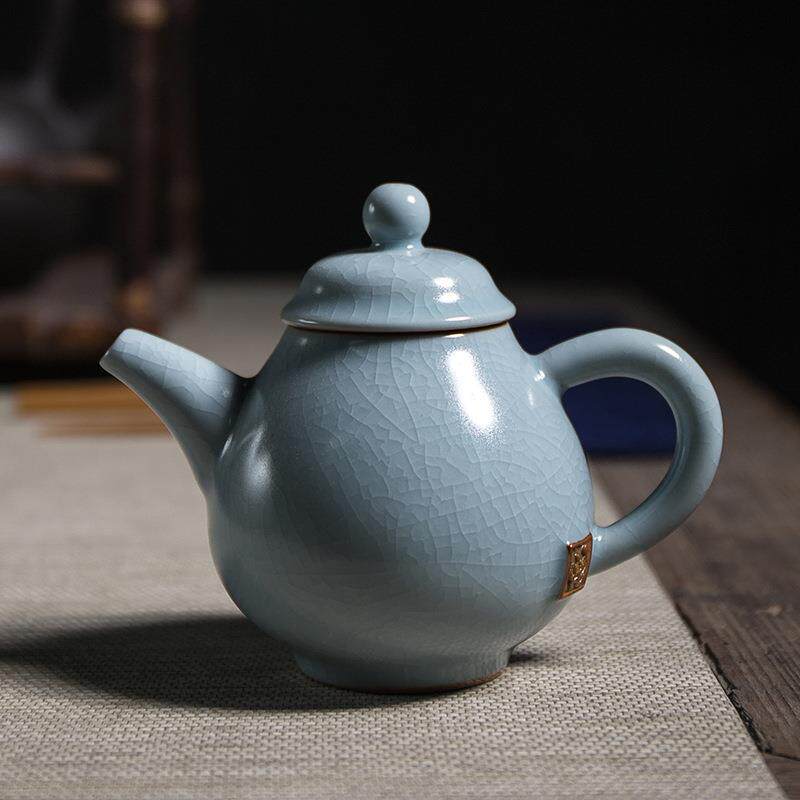 精品汝窑茶壶开片茶具泡茶壶带过滤仿宋博彩汝瓷天青LOGO直批