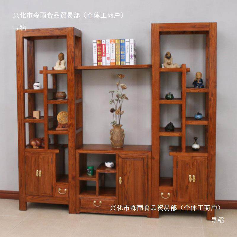 博古架电视柜墙柜整体背景影视柜置物农村中堂客厅组合柜小户型