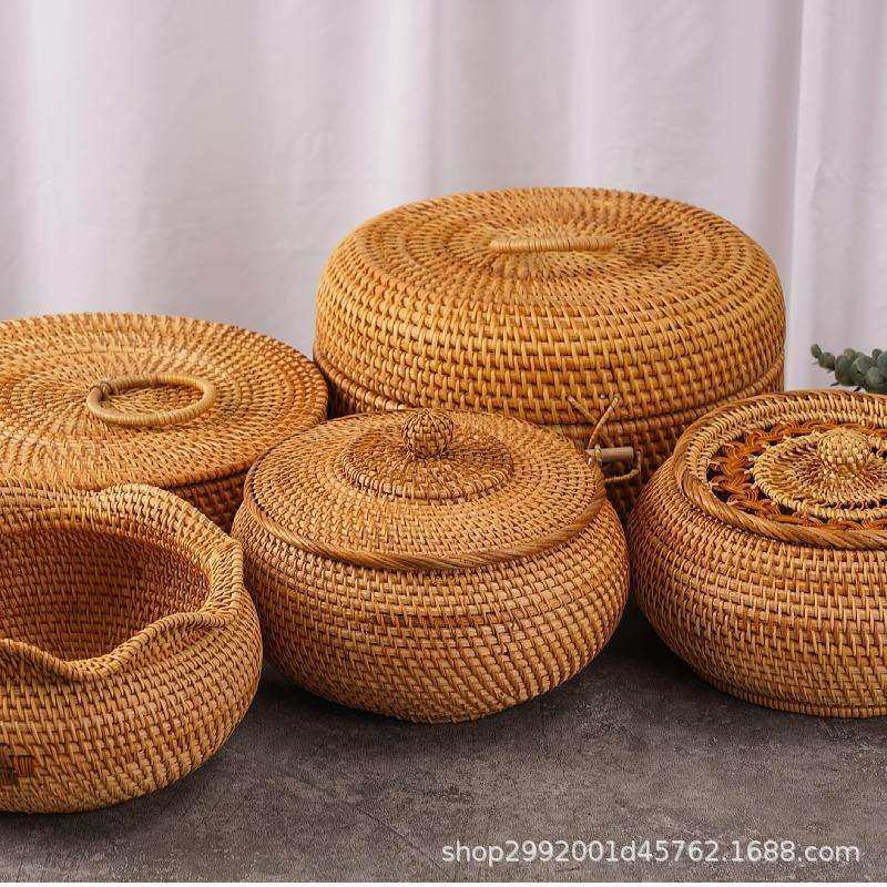藤编织波浪收纳盒水果篮客厅餐厅家用收纳篮竹编,电子元器件市场,其它元器件,淘宝优惠券,粉丝福利购,淘宝优惠卷