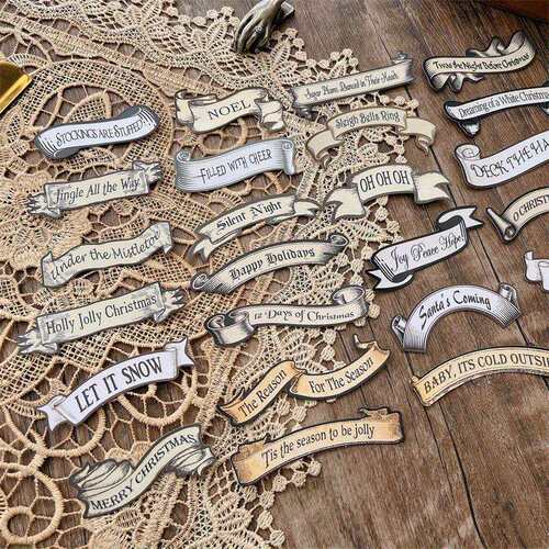 TEMU海外仓新款Handicrafts复古风格备忘信件圣诞主题贴纸