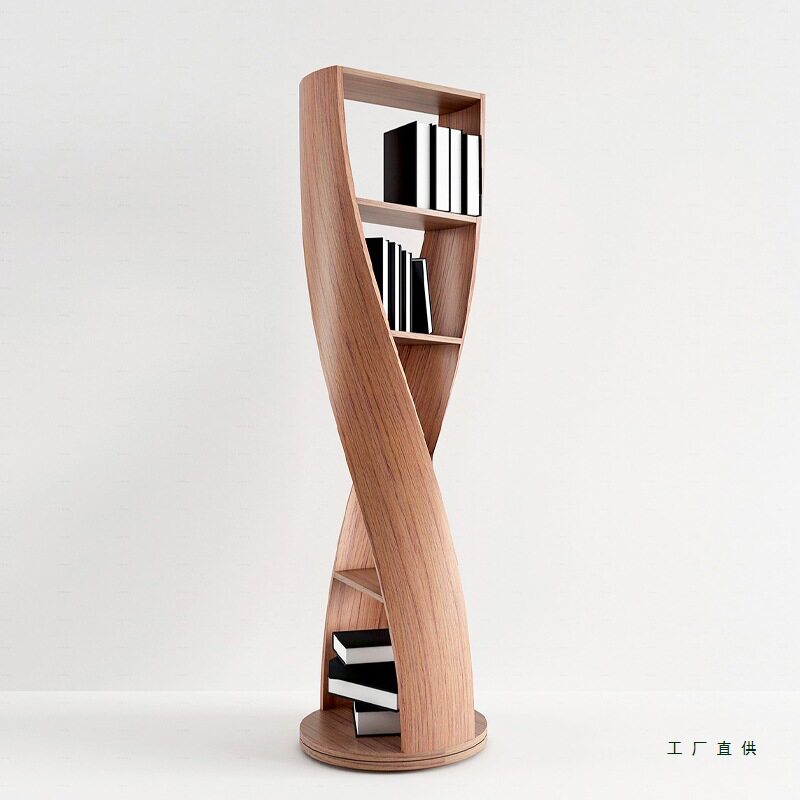 个性艺术异形设计落地家居阅读书柜装饰柜展示架一体旋转书架创意