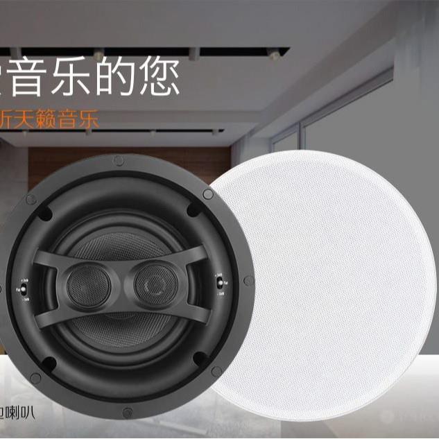 右转6.5寸双高音头吸顶音响天花吊顶背景音乐音箱套装嵌入式圆形