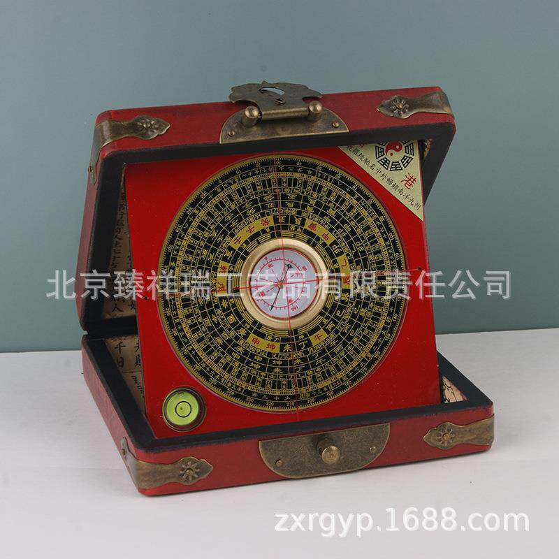仿古罗盘罗经配皮盒罗经三寸三合旅游风水产品风水罗盘