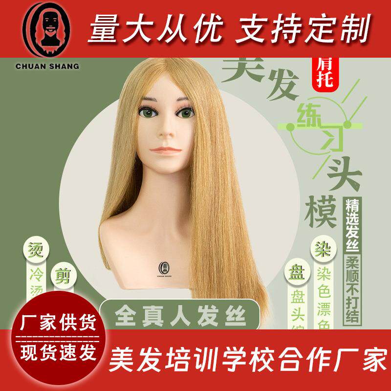 川上全真人发头模化妆师编发盘发练习头美发剪发烫染带肩膀头模