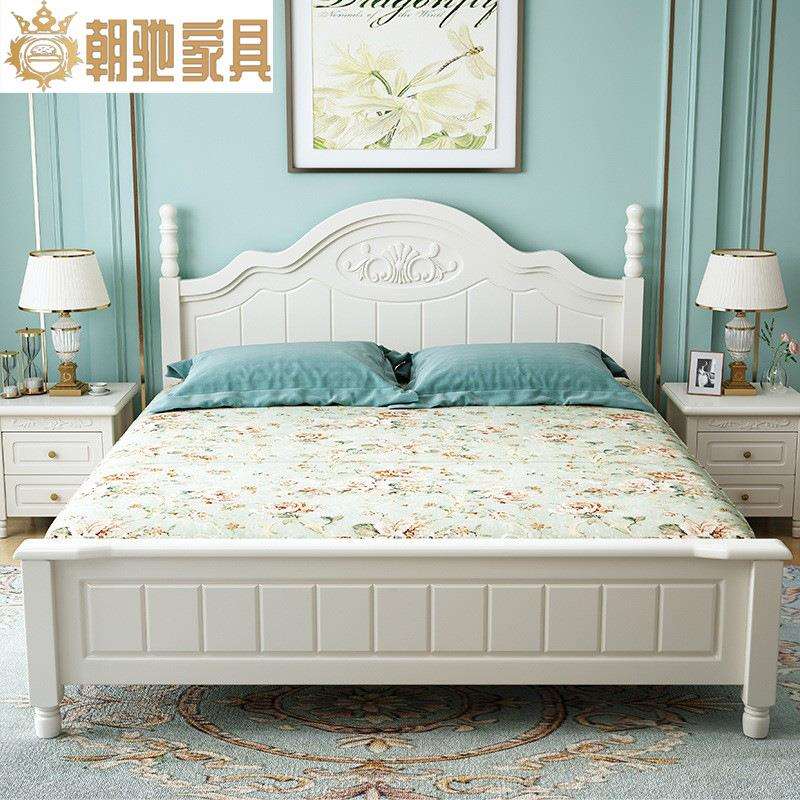 美式实木床现代简约轻奢家用单人1.5米单人床双人1.8米主卧双人床