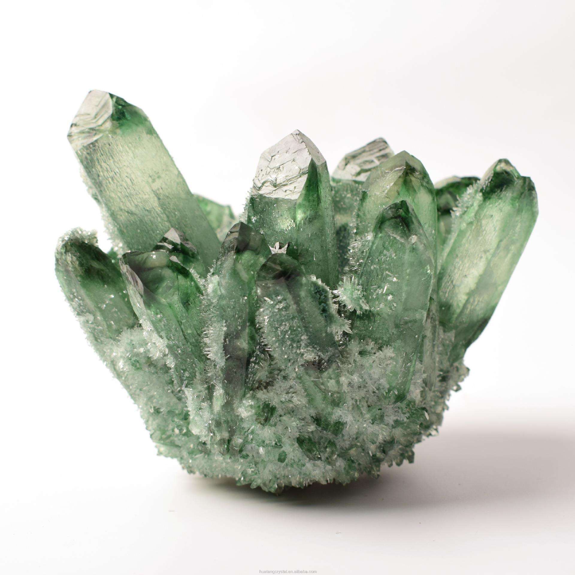 水晶簇石英水晶工艺品绿色石英水晶簇