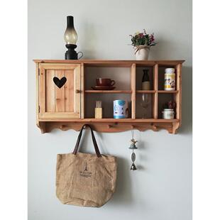 zakka置物架实木吊柜墙上墙壁柜餐厅厨房阳台玄关杂物收纳架搁板