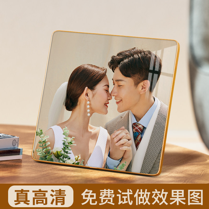 婚纱照片定制摆台相框情侣相片打印相簿挂墙结婚照创意摆件高级感