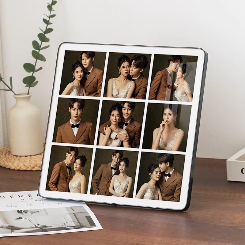 定制九宫格相框摆台放大洗结婚照片制作水晶桌摆打印全家福挂墙9