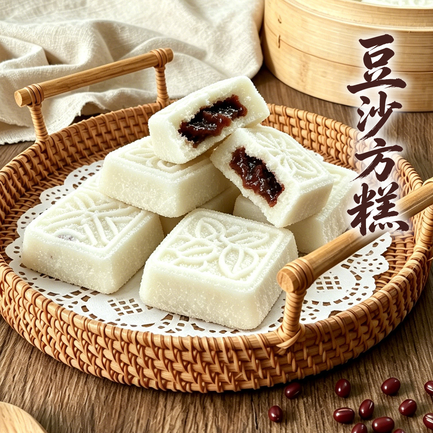 上海特产南翔豆沙方糕软糯手工糯米糕发糕点心酒店传统早餐半成品