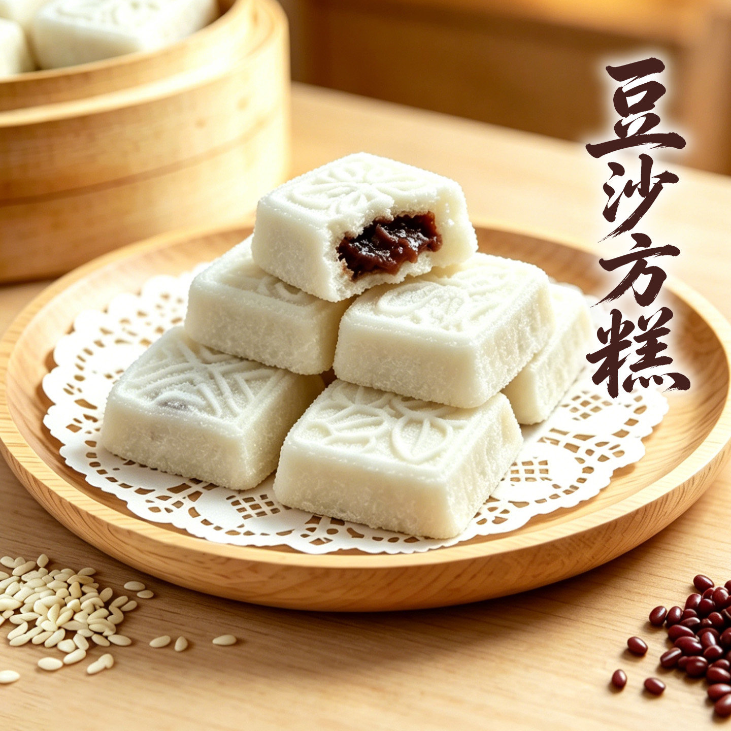 南翔豆沙方糕 软糯手工糯米糕 上海特产发糕点心 酒店早餐水晶糕