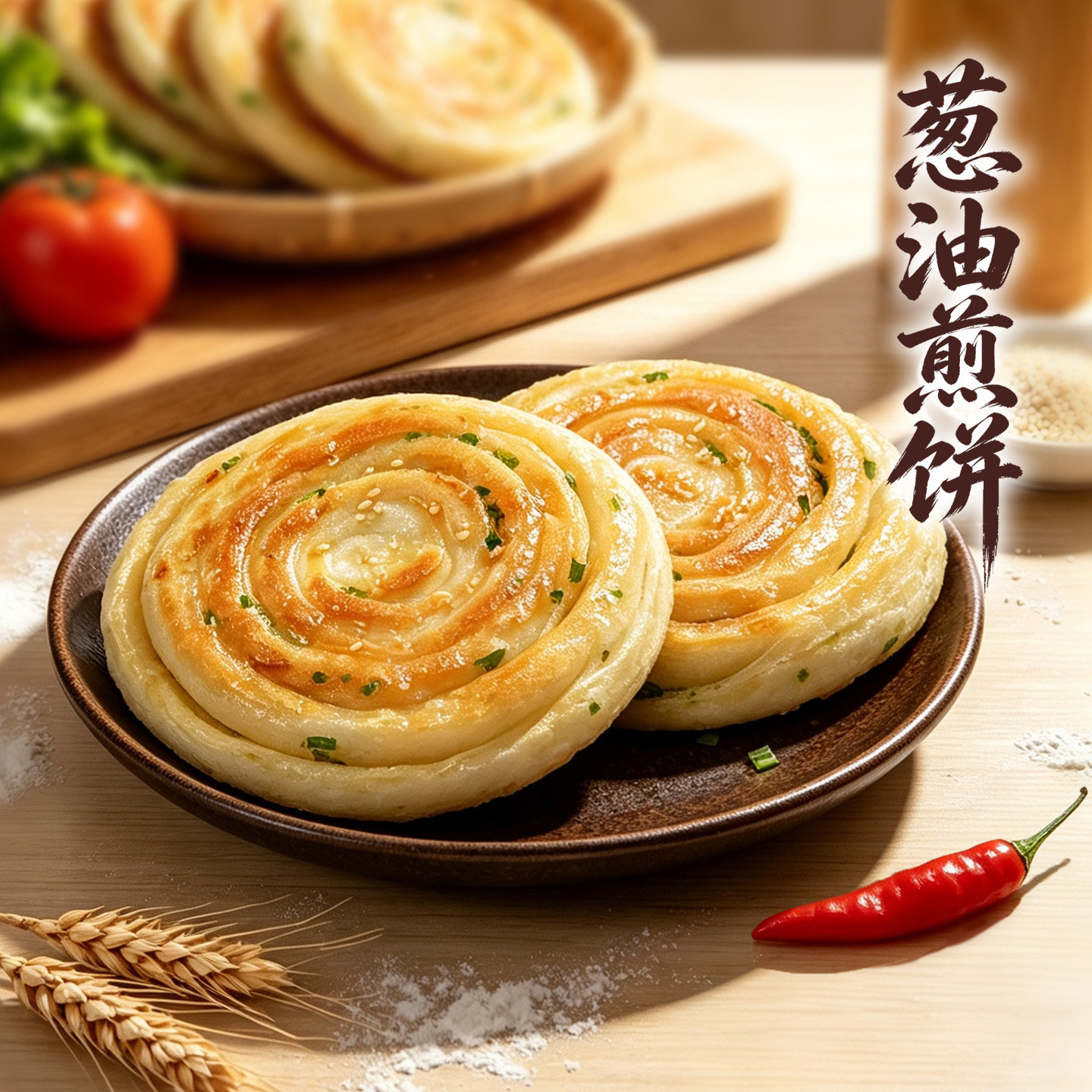 祥口福香煎葱油饼 速冻早餐半成品 广式特色小吃 葱香煎饼面点