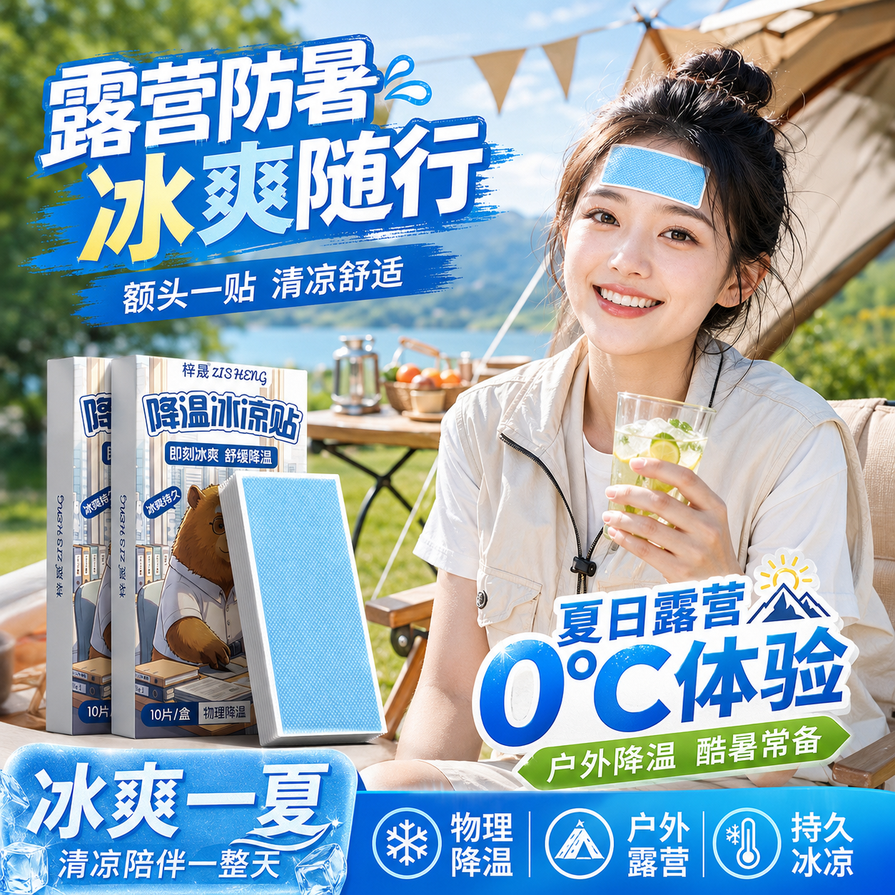 冰凉贴清凉冷敷降温降热夏季办公通勤必备提神防暑舒缓燥热清凉贴