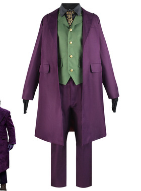 蝙蝠侠黑暗骑士cos服紫色小丑希斯莱杰cos万圣节舞会表演服装
