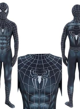 托比马奎尔黑色毒液托比蜘蛛侠服装cosplay外贸万圣节服装紧身衣