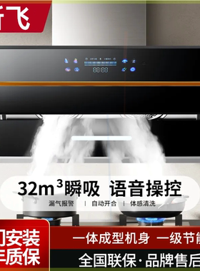 吸油烟机家用厨房大吸力静音壁挂式脱排式双电机抽油烟机节能