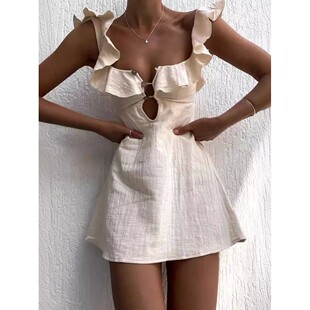 skirt Flounce short dress 性感荷叶边吊带连衣短裙 halter