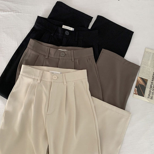 Casual high waist loose straight leg pants休闲高腰宽松直筒裤