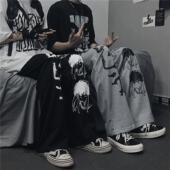 loose pants print Retro straight leg 复古宽松印花直筒裤 男