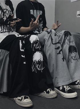 Retro loose-print straight leg pants    复古宽松印花直筒裤男