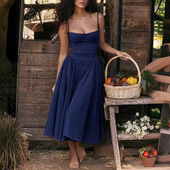 suspenders Pull dress收腰抹胸吊带连衣裙 bustier pleated