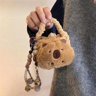 卡皮巴拉毛绒耳机包零钱包掌门狗迷你便携收纳零钱包 小红书同款