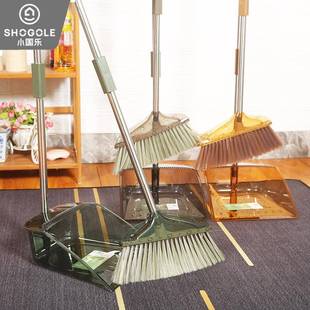 家用防静电软毛不粘毛发仿鬃毛扫地笤帚撮箕扫帚 透明扫把簸箕套装