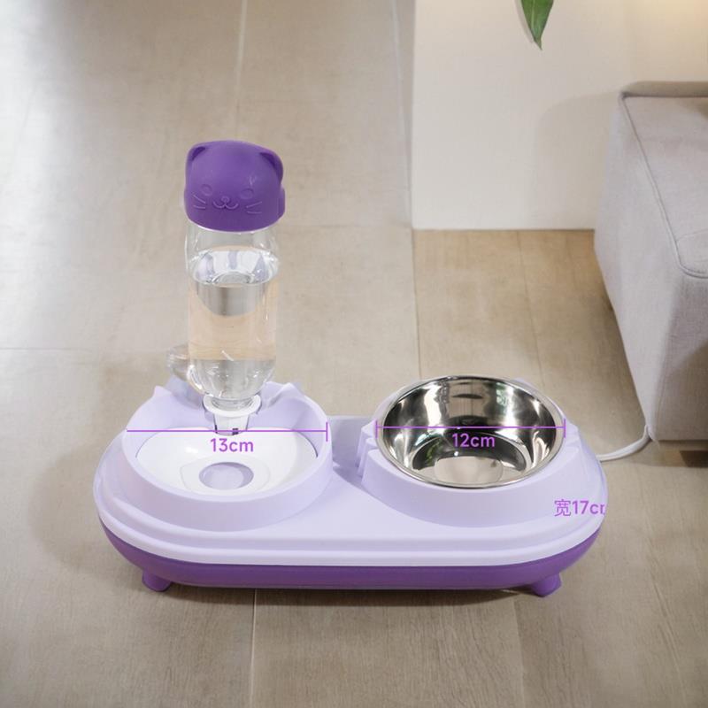 比熊犬专用碗狗盆喝水器不湿嘴狗狗吃饭狗粮饭盆喝水一体生活用品