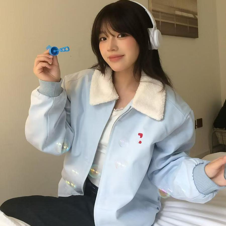 美式复古毛领夹克棉服女外套棉衣