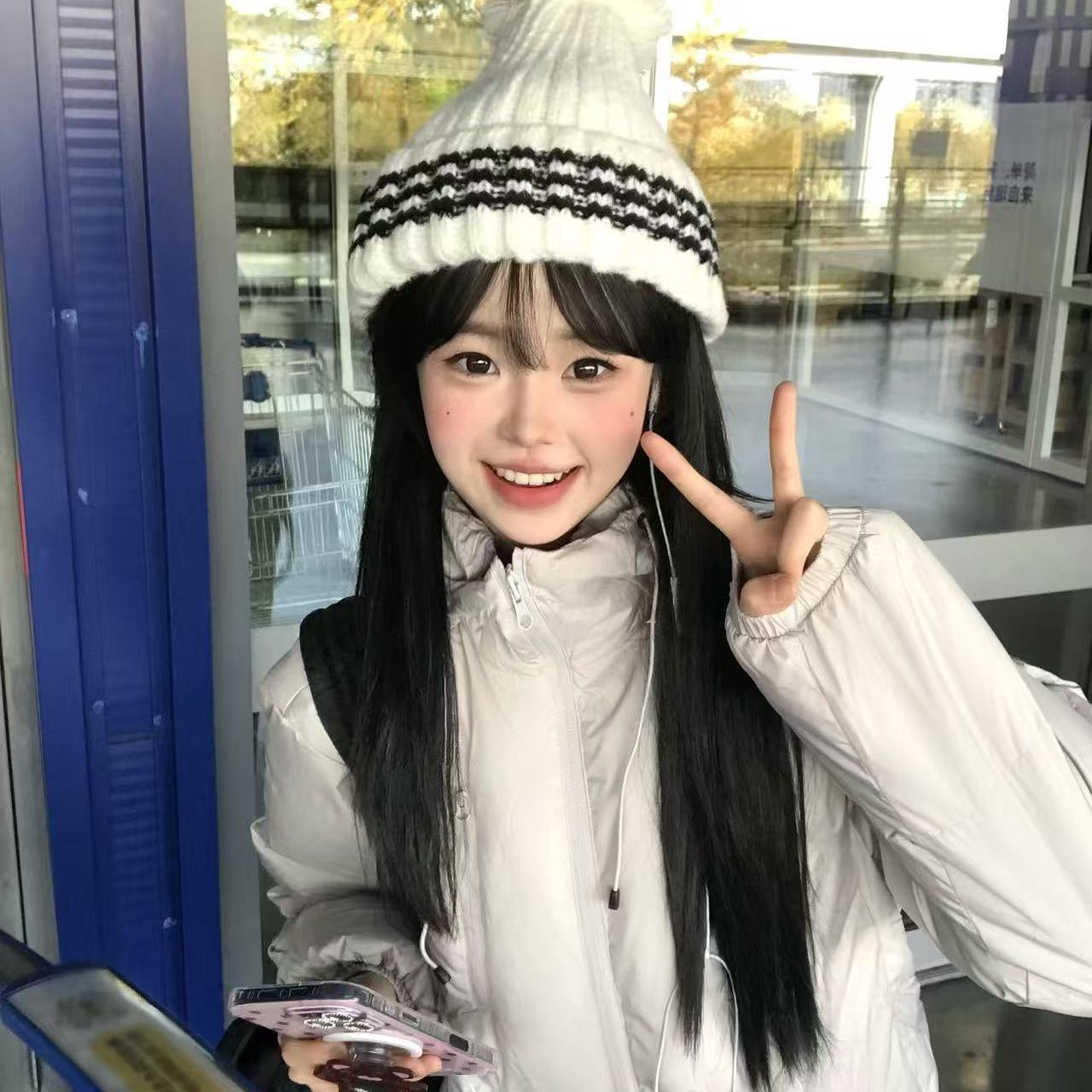 韩版灰色连帽羽绒棉服女2025冬季新款小个子加厚保暖面包服棉衣潮