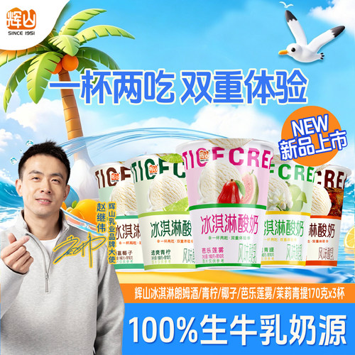 【新品上市】辉山冰淇淋酸奶1杯两吃100%生牛乳酸奶椰子多口味