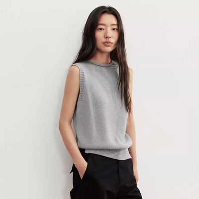 韩风极简无袖马甲背心女25秋新品