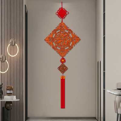 2023新款桃木扇形中国结挂饰客厅高档福字挂件玄关乔迁新年装饰品