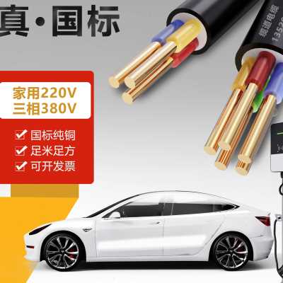 新能源电动汽车国标纯铜芯3芯 4 6 10平方7KW专用充电桩电缆线