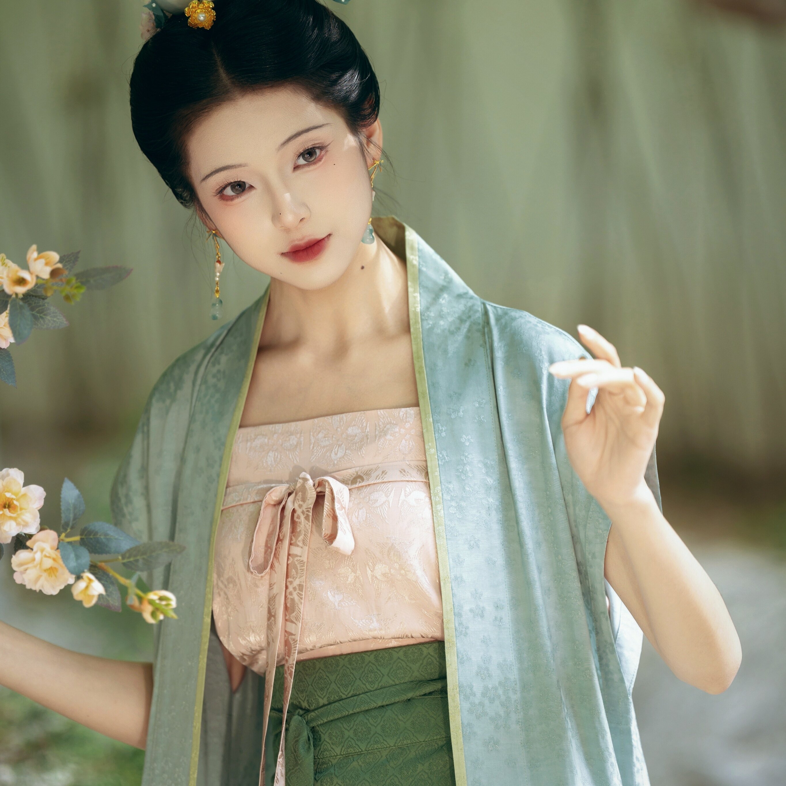 山海明光【弄茶】宋制汉服羊腿袖褙子背心旋裙两片裙吊带套装春夏