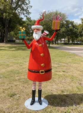 玻璃钢拿礼品盒圣诞老人商场圣诞节庆典增添节日气氛摆件定制