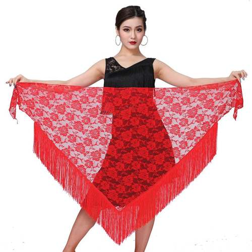 Latin dance tassel half skirt one piece lacing skirt triangl