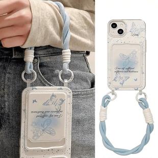 晕染蓝蝴蝶适用荣耀400手机壳新款卡包honor300/200/100日韩ins风x60i小众女magic7pro防摔畅玩60plus保护套