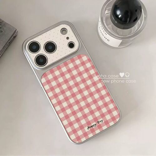 日韩格纹波点适用opporeno15c手机壳新款ins风reno14小众高级感findx9女款a6spro皮纹视窗1加ACE6防摔保护套
