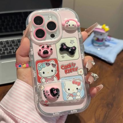 耳机猫爪kitty带镜子支架opporeno14pro手机壳reno13/12/11新款findx8s创意卡通k12/k11女款a5/a3x防摔保护套