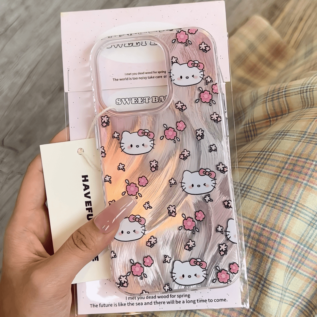 碎花晕染KT猫适用荣耀200pro手机壳honor100/90/80新款x50少女心x40创意卡通畅玩50plus可爱magic6防摔保护套