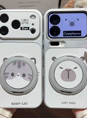 卡皮巴拉猫猫头秒变适用小米17promax大视窗手机壳米15/14新款红米k90卡通note15情侣turbo5软14c防摔保护套