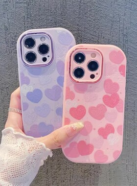 油画满屏爱心高级女款适用opporeno15pro手机壳新款小众reno14/13/12个性findx9简约a58全包a93s防摔软保护套