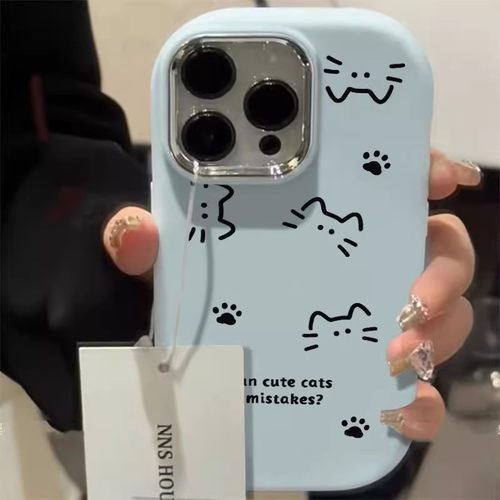 线条小猫vivox200pro手机壳新款x100/90/80/70简约s30/20卡通iqoo13/12男女款neo10/9防摔z9软y300硅胶保护套