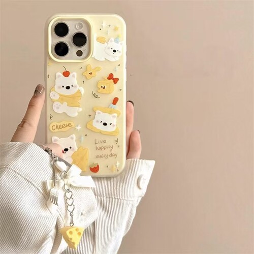 ins奶黄色西高地适用苹果17promax手机壳iphone16plus新款日韩风15pro二合一14/13女款12pm全包xs防摔保护套