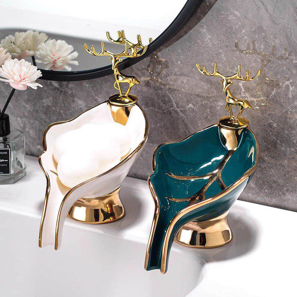 德国沥水肥皂盒家用轻奢高级陶瓷香皂盒化妆室皂托洗漱台置物架