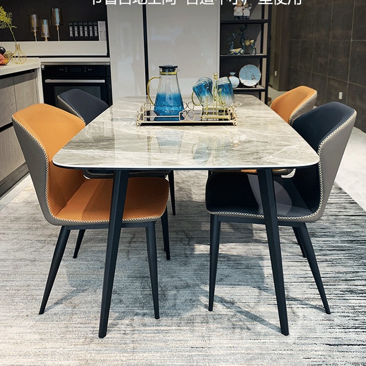 意式极简餐桌椅组合酒店简约轻奢岩板小户型家用长方形西餐桌定制